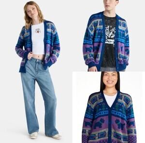 No Boundaries NEW Unisex Netflix Stranger Things Cardigan Sz M Season 5 Slouchy